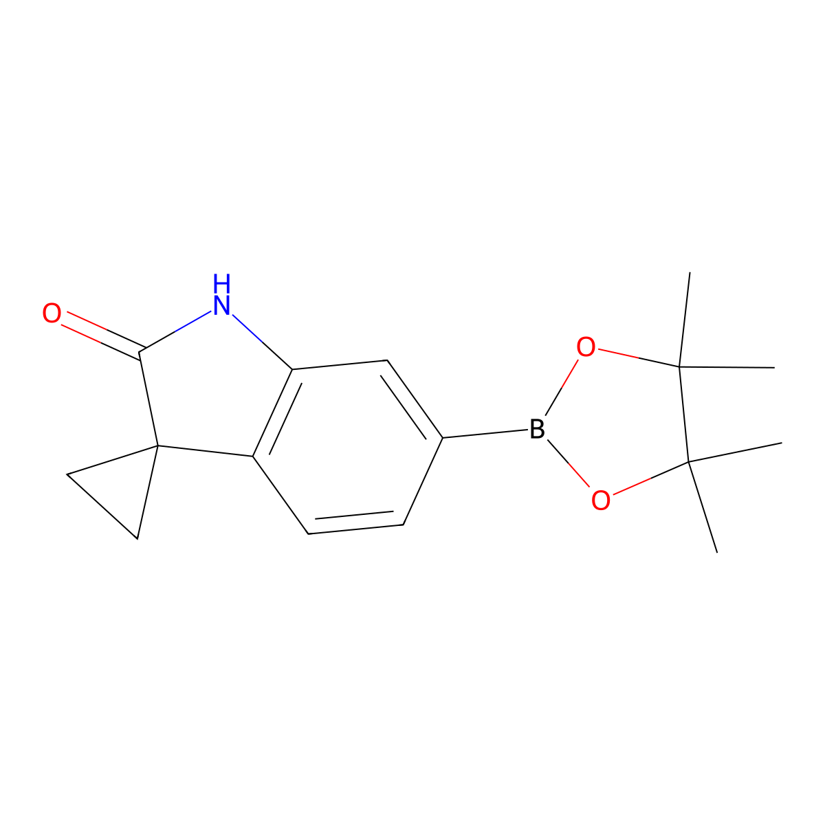 6'-(4,4,5,5-Tetramethyl-1,3,2-dioxaborolan-2-yl)spiro[cyclopropane-1,3'-indolin]-2'-one molecular structure, CAS 1650548-58-5