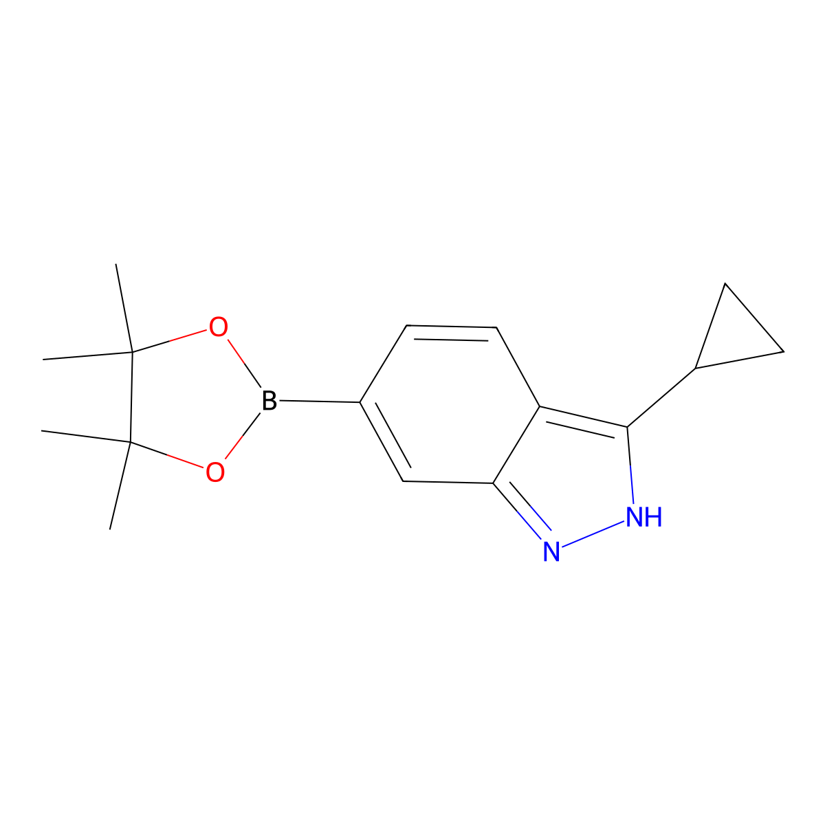 3-Cyclopropyl-6-(4,4,5,5-tetramethyl-1,3,2-dioxaborolan-2-yl)-1H-indazole molecular structure, CAS 1650548-68-7