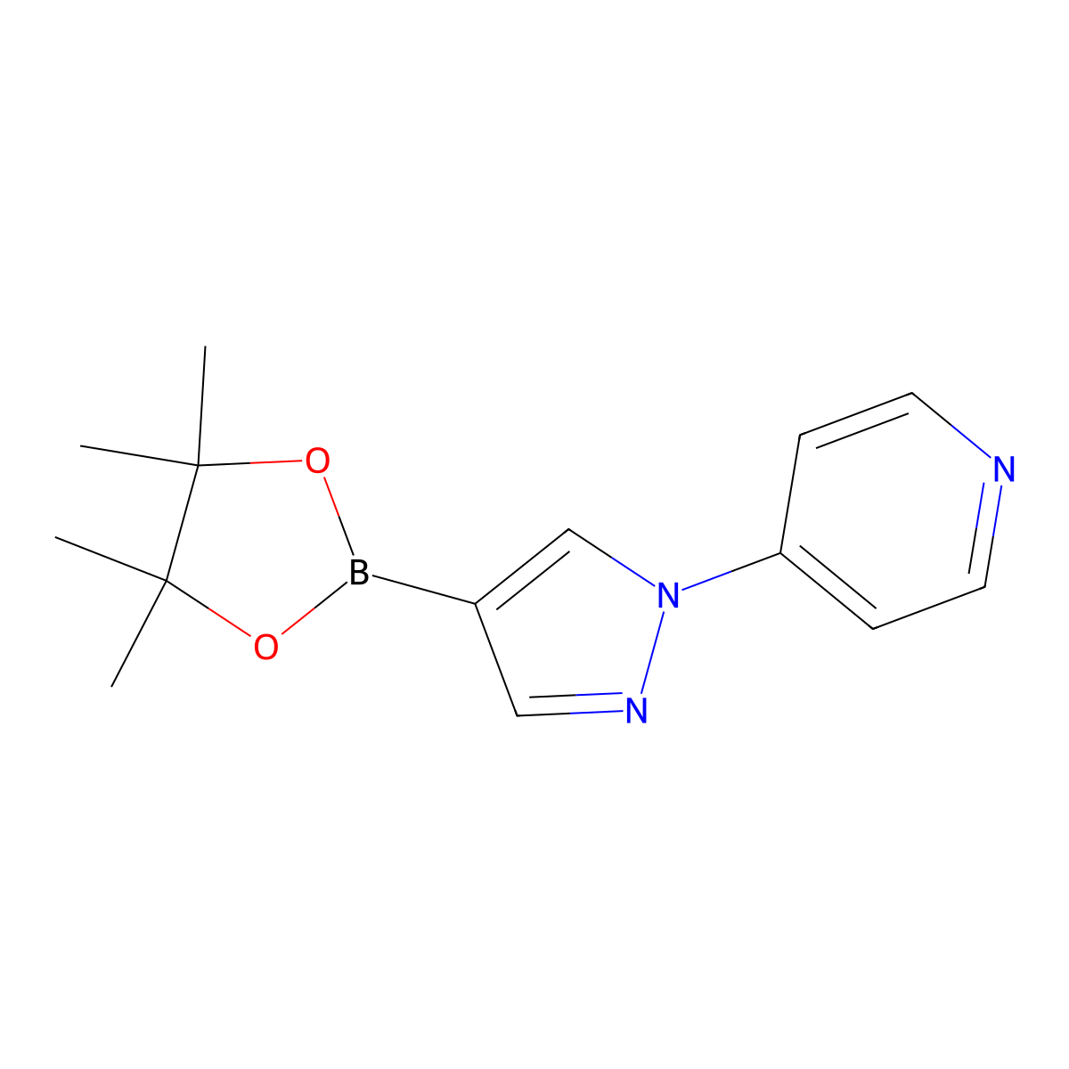 4-(4-(tetramethyl-1,3,2-dioxaborolan-2-yl)-1H-pyrazol-1-yl)pyridine molecular structure, CAS 1650548-69-8