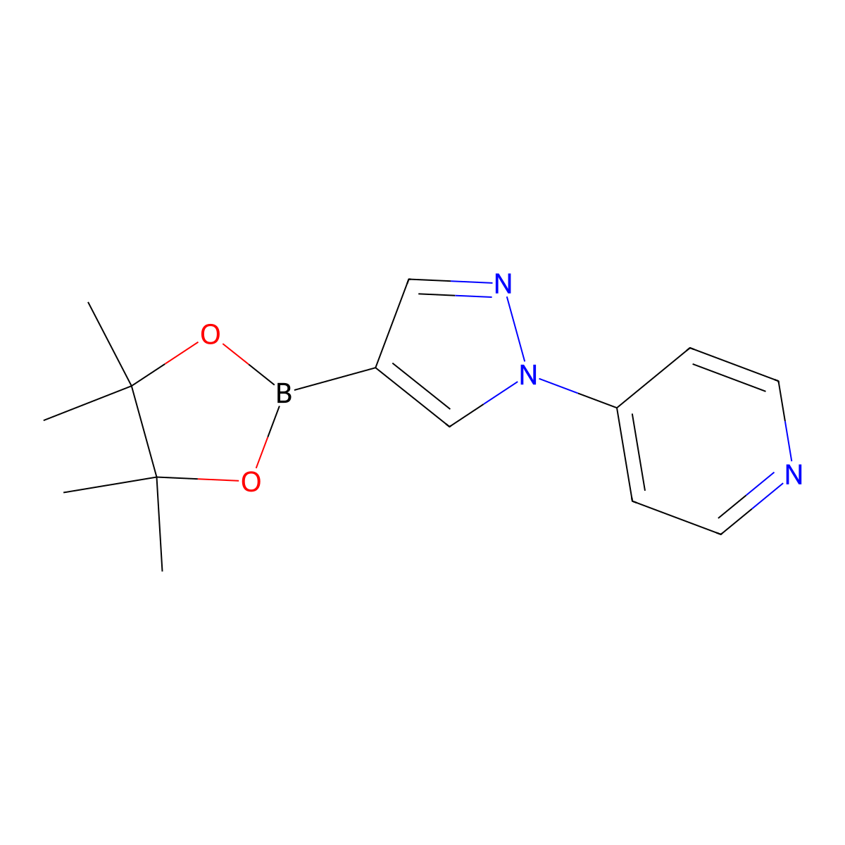 4-(4-(tetramethyl-1,3,2-dioxaborolan-2-yl)-1H-pyrazol-1-yl)pyridine molecular structure, CAS 1650548-69-8