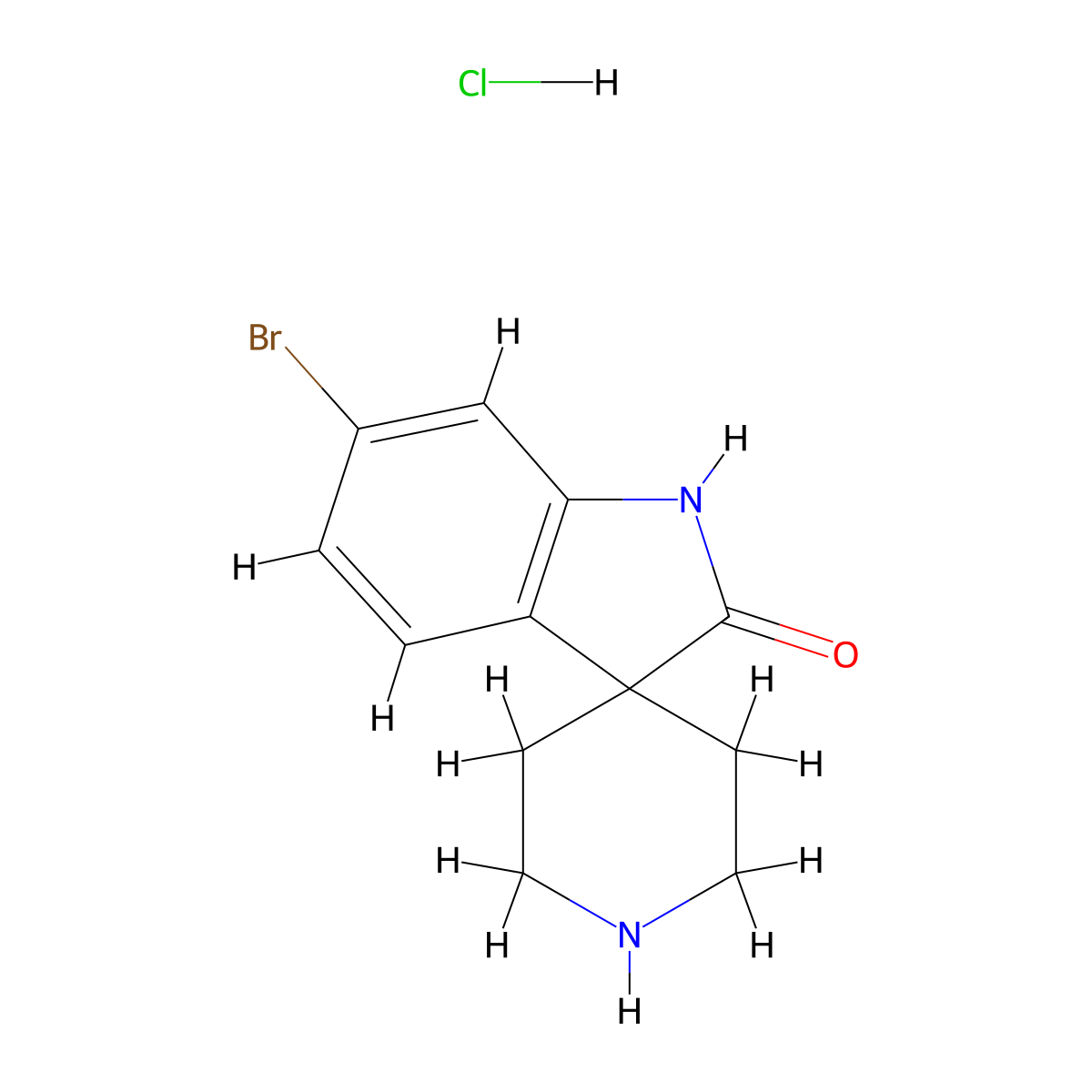 6-Bromo-1,2-dihydrospiro(indole-3,4'-piperidine)-2-one hydrochloride molecular structure, CAS 1650548-73-4