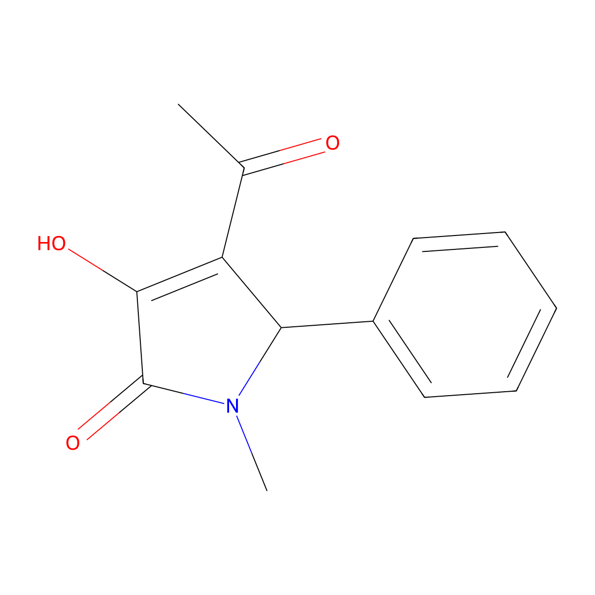 4-acetyl-3-hydroxy-1-methyl-5-phenyl-1,5-dihydro-2H-pyrrol-2-one molecular structure, CAS 165056-11-1