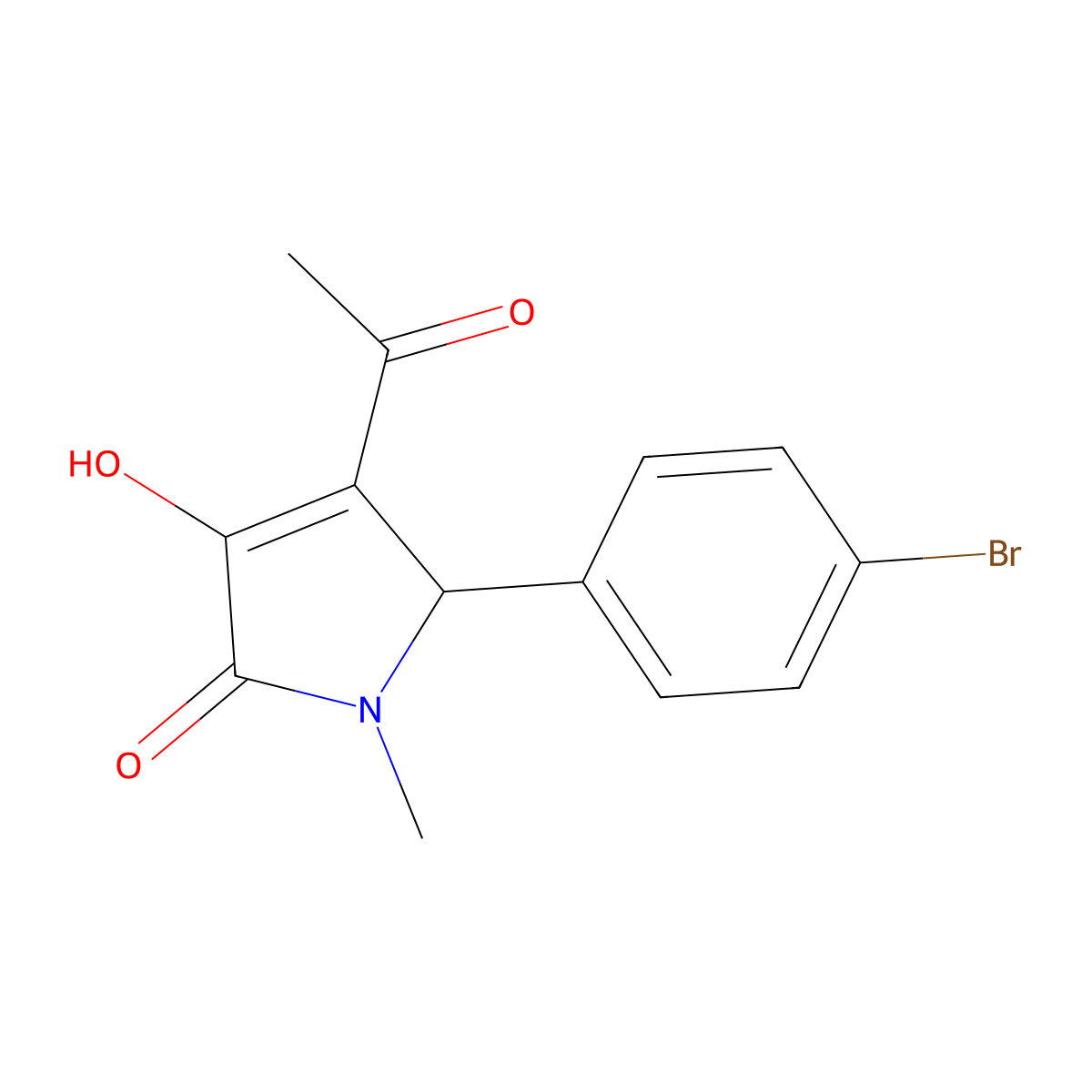 3-acetyl-2-(4-bromophenyl)-4-hydroxy-1-methyl-2H-pyrrol-5-one molecular structure, CAS 165056-12-2