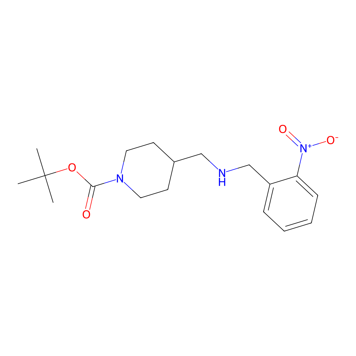 Tert-butyl 4-(((2-nitrobenzyl)amino)methyl)piperidine-1-carboxylate molecular structure, CAS 1650574-52-9