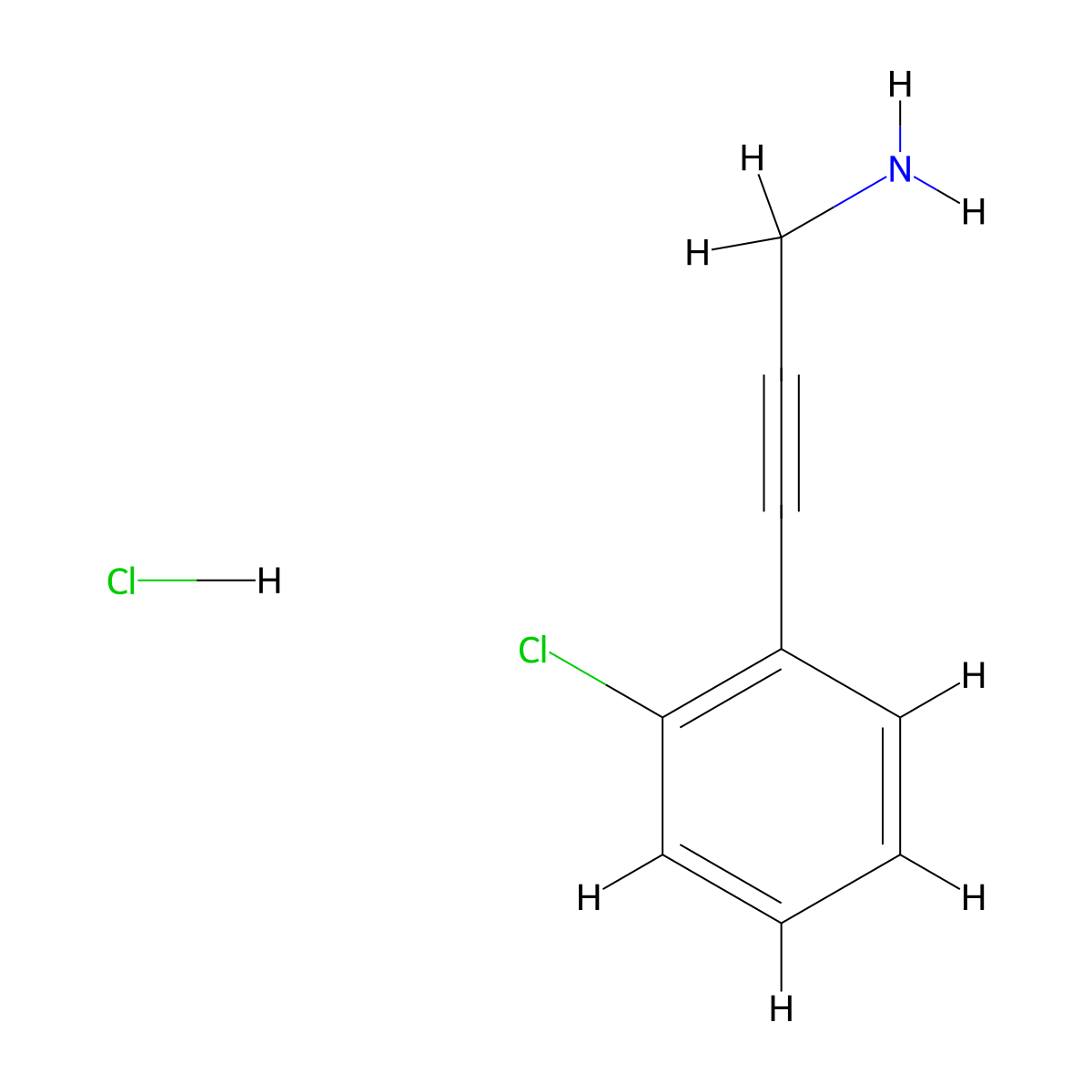 3-(2-Chlorophenyl)prop-2-YN-1-amine hydrochloride molecular structure, CAS 1650599-39-5