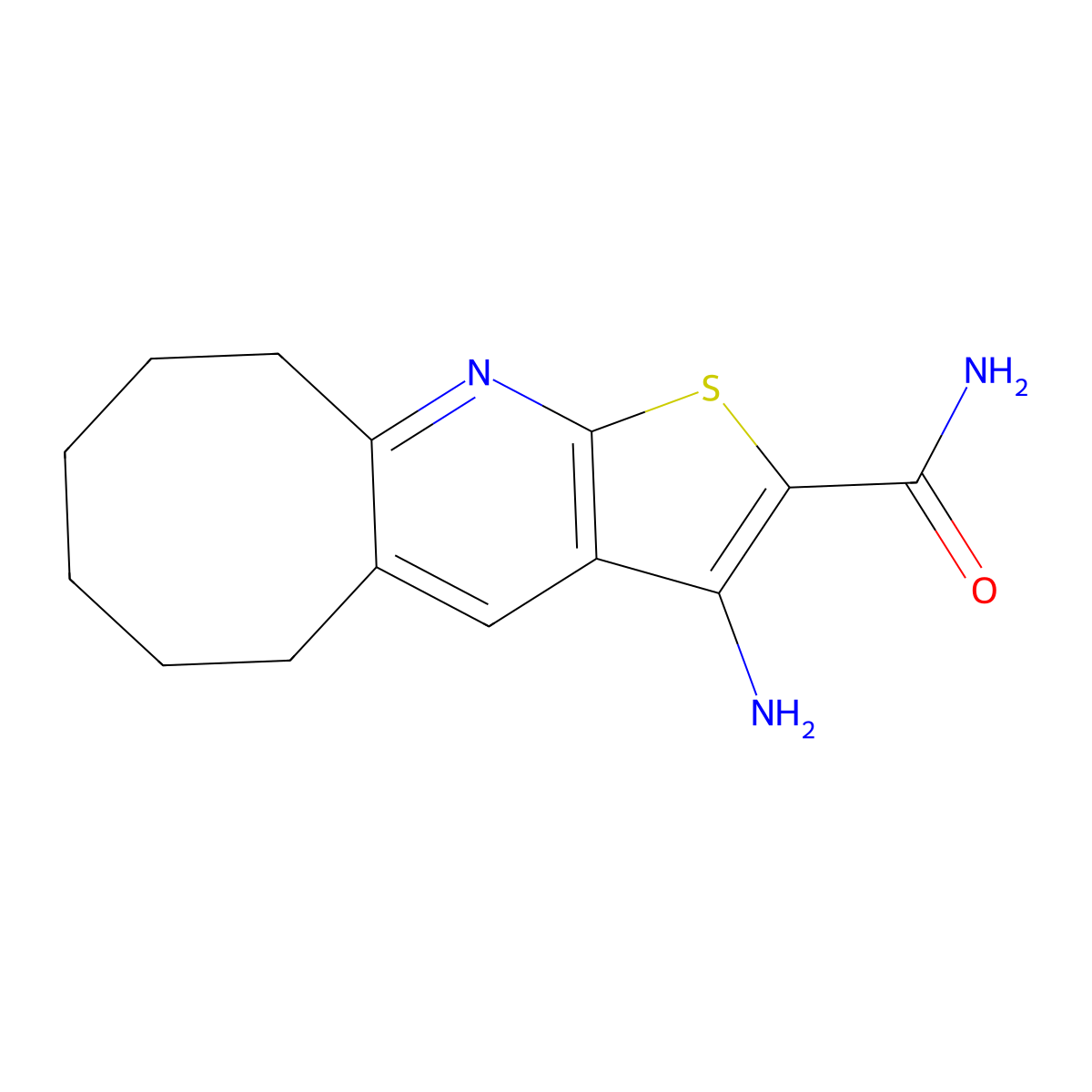 3-Amino-5,6,7,8,9,10-hexahydrocycloocta[b]thieno[3,2-e]pyridine-2-carboxamide molecular structure, CAS 165066-43-3