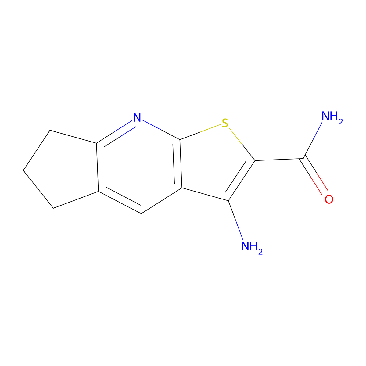 3-Amino-6,7-dihydro-5H-cyclopenta[b]thieno[3,2-e]pyridine-2-carboxamide molecular structure, CAS 165066-44-4