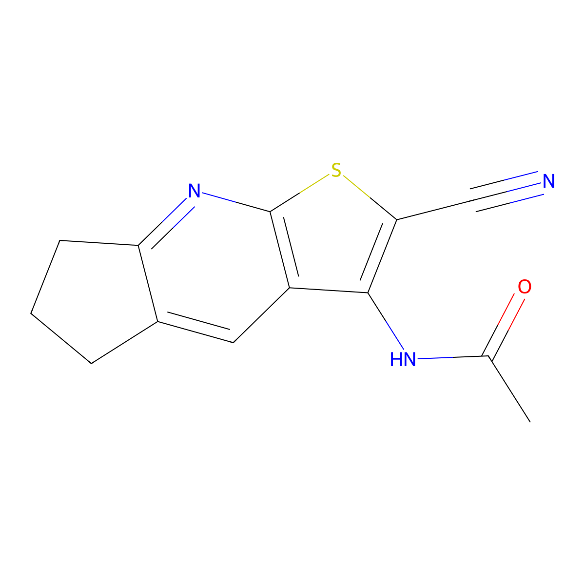 N-(2-Cyano-6,7-dihydro-5H-cyclopenta[b]thieno[3,2-e]pyridin-3-yl)acetamide molecular structure, CAS 165066-45-5