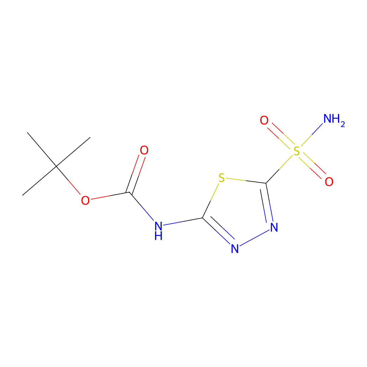 tert-butyl N-(5-sulfamoyl-1,3,4-thiadiazol-2-yl)carbamate molecular structure, CAS 165070-82-6