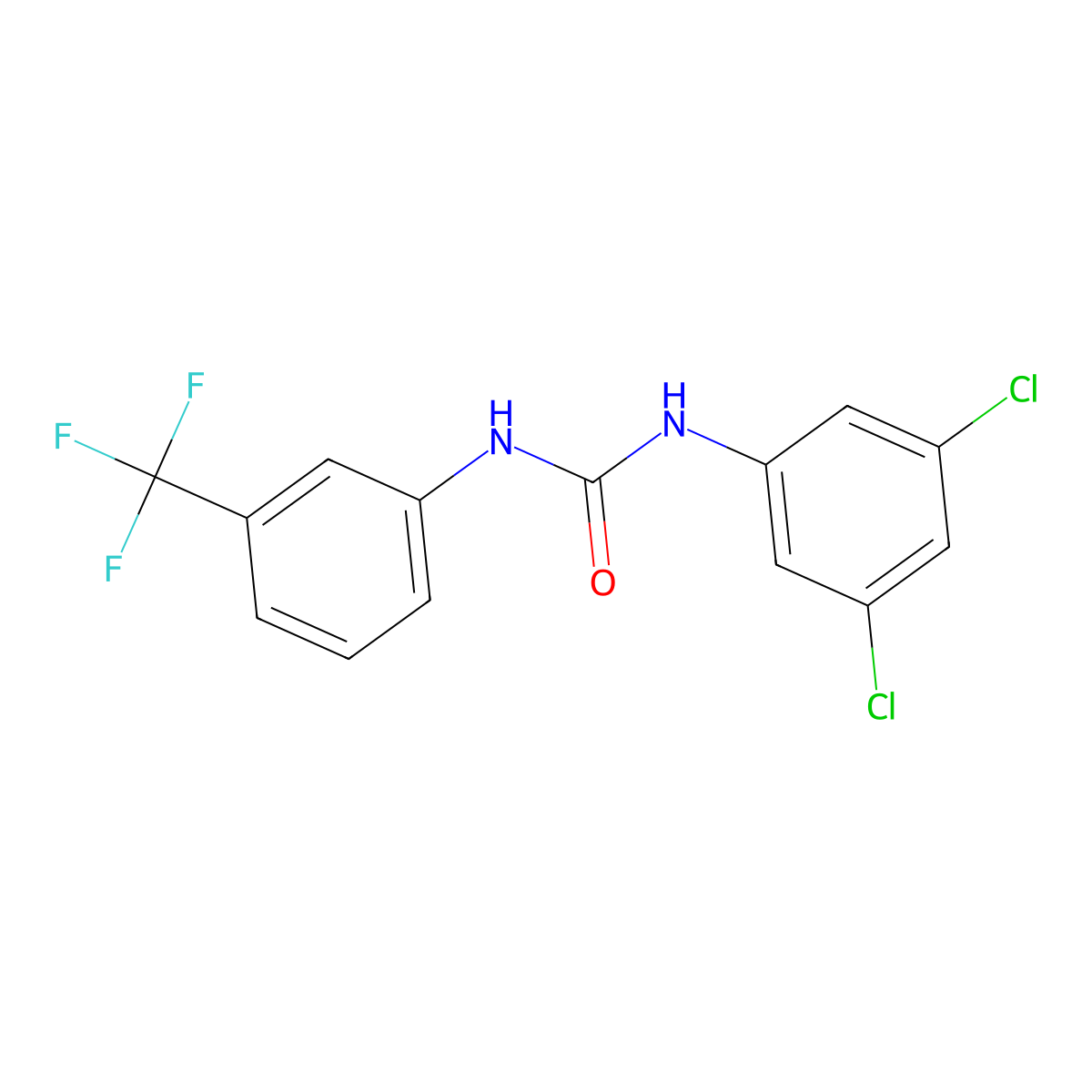1-(3,5-Dichloro-phenyl)-3-(3-trifluoromethyl-phenyl)-urea molecular structure, CAS 1651-12-3