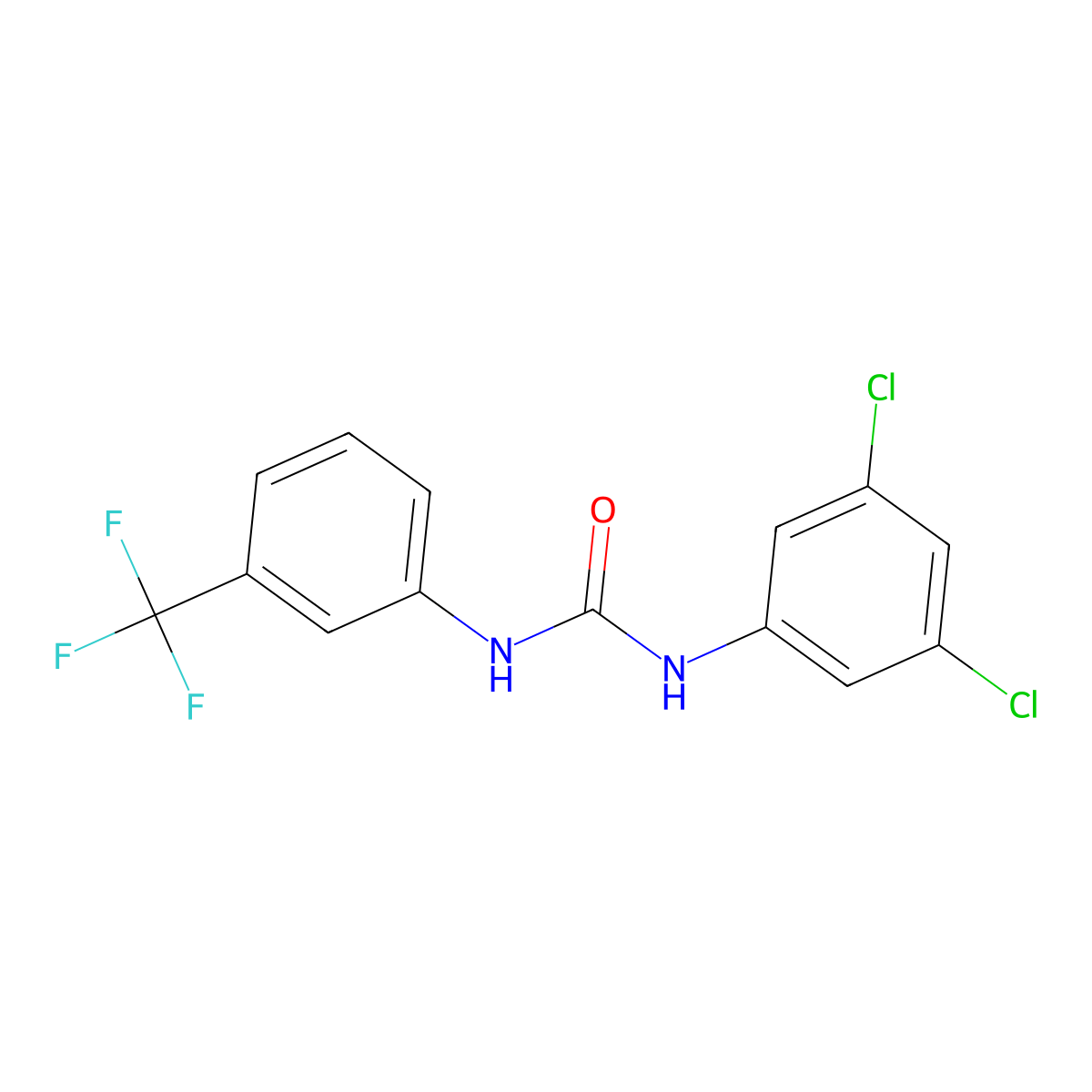 1-(3,5-Dichloro-phenyl)-3-(3-trifluoromethyl-phenyl)-urea molecular structure, CAS 1651-12-3
