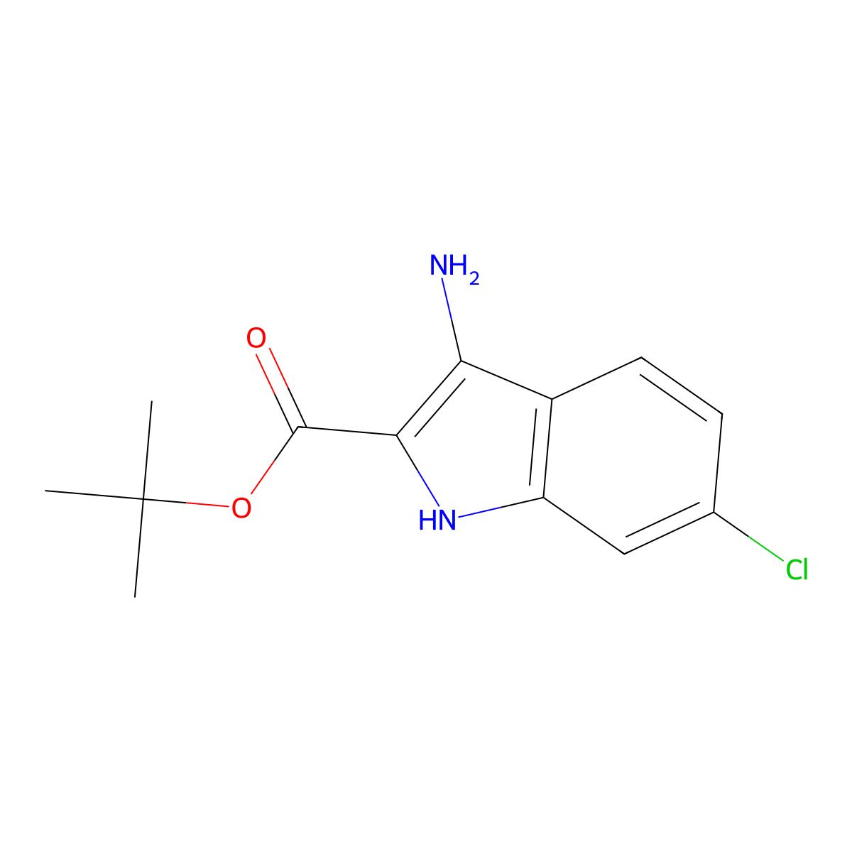 tert-butyl 3-amino-6-chloro-1H-indole-2-carboxylate molecular structure, CAS 165107-86-8