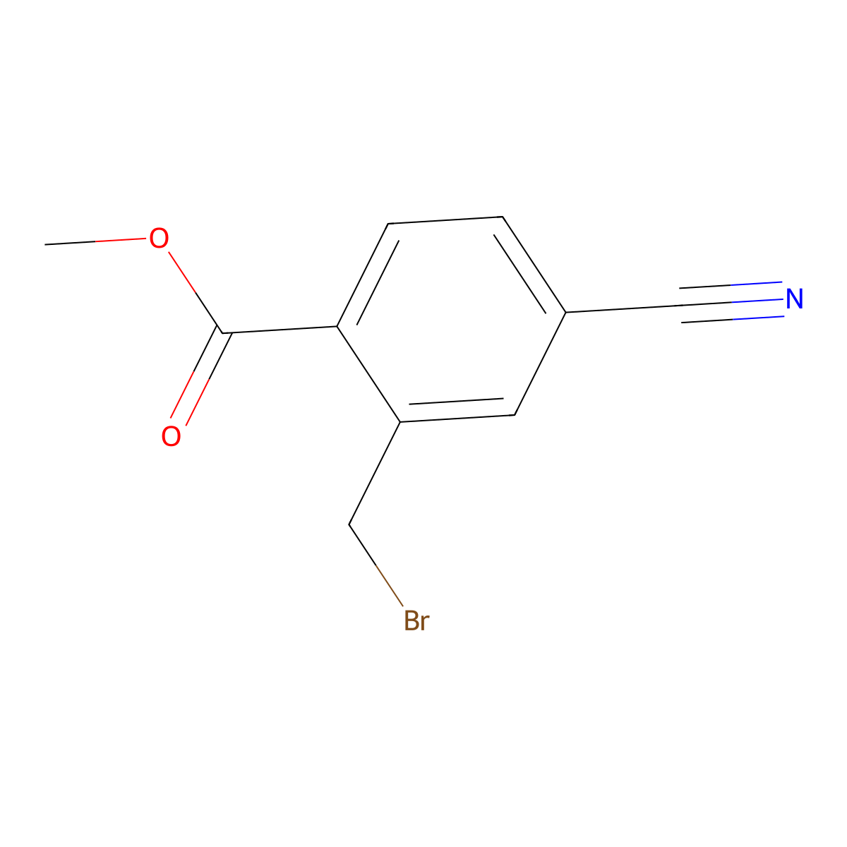 Methyl 2-(bromomethyl)-4-cyanobenzoate molecular structure, CAS 165111-46-6