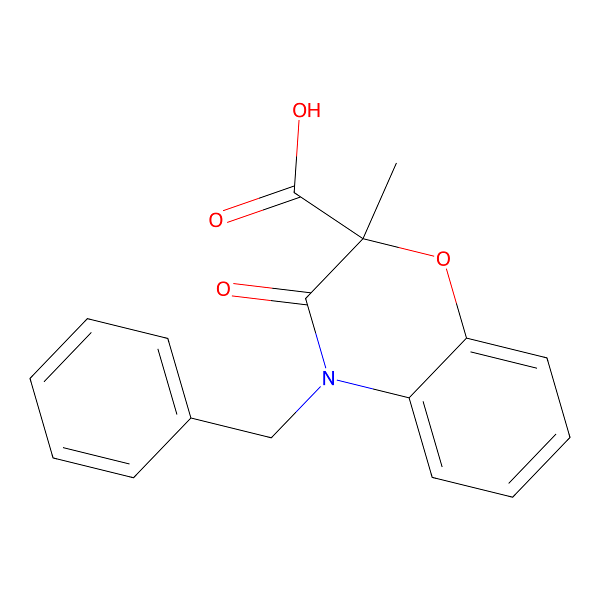 4-benzyl-2-methyl-3-oxo-3,4-dihydro-2H-1,4-benzoxazine-2-carboxylic acid molecular structure, CAS 165114-64-7