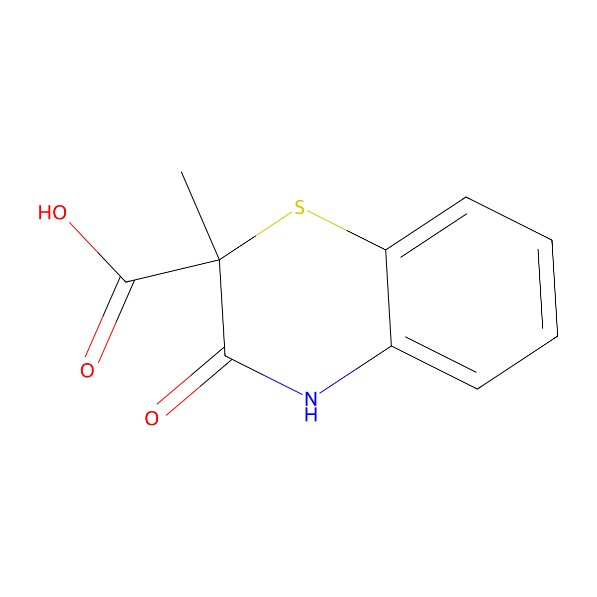 2-methyl-3-oxo-3,4-dihydro-2H-1,4-benzothiazine-2-carboxylic acid molecular structure, CAS 165114-66-9