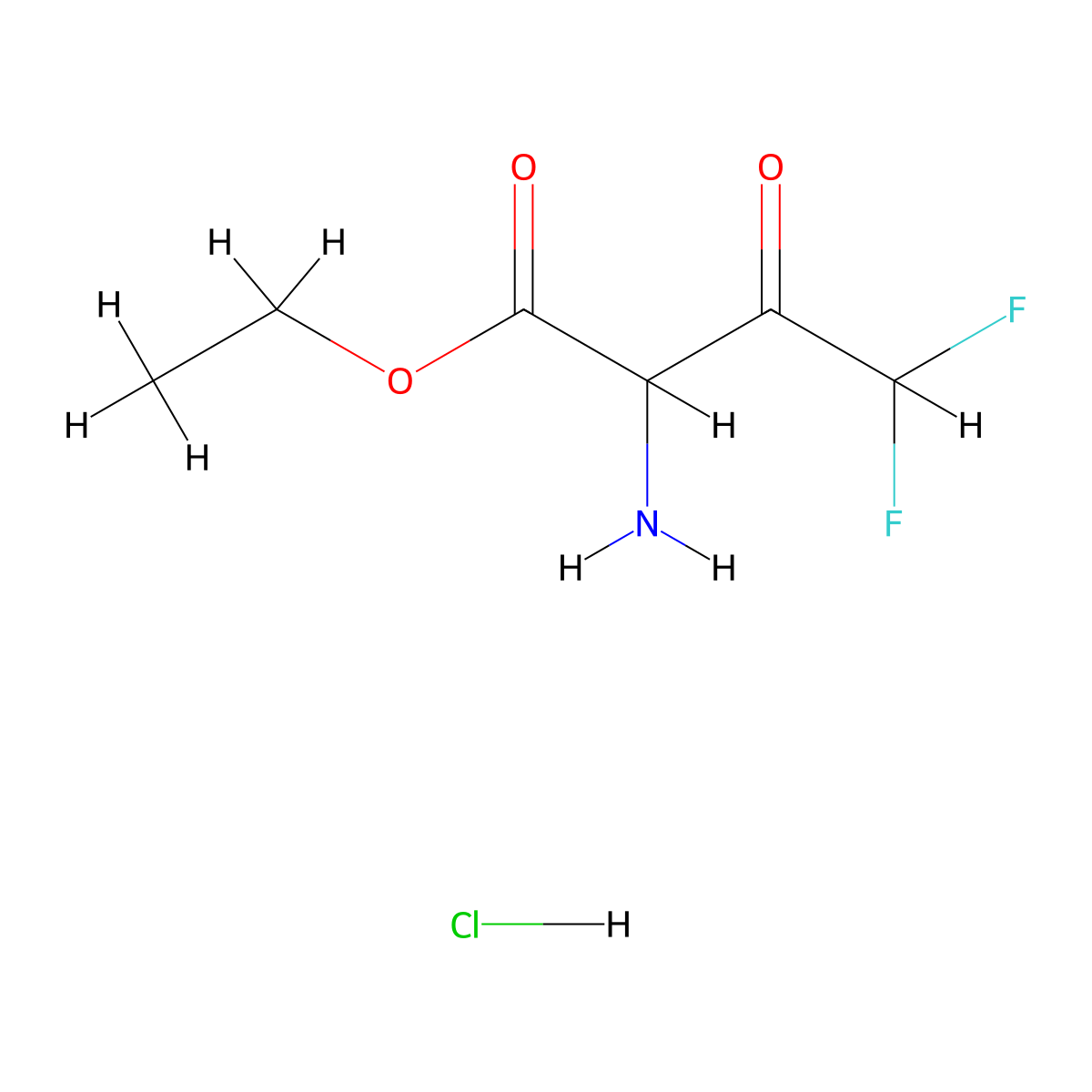 Ethyl 2-amino-4,4-difluoro-3-oxobutanoate hydrochloride molecular structure, CAS 1651167-45-1