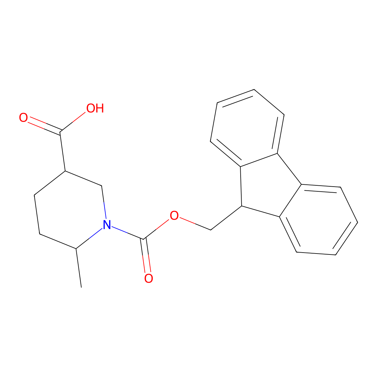 (3R,6R)-1-(((9H-Fluoren-9-yl)methoxy)carbonyl)-6-methylpiperidine-3-carboxylic acid molecular structure, CAS 1651182-34-1