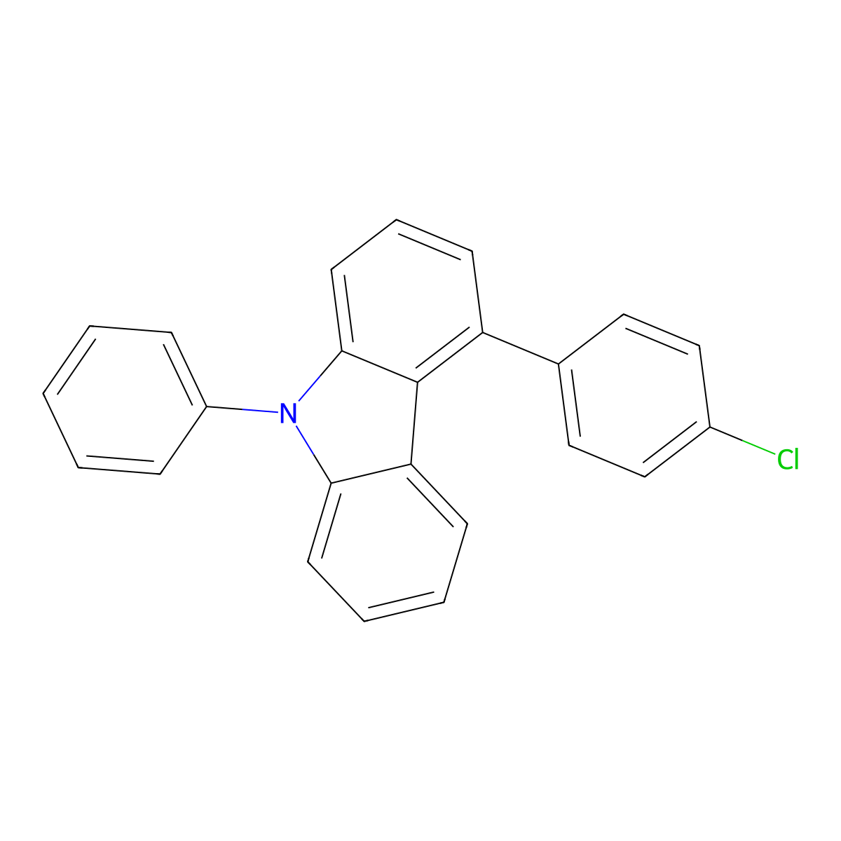 4-(4-Chlorophenyl)-9-phenyl-9H-carbazole molecular structure, CAS 1651187-59-5