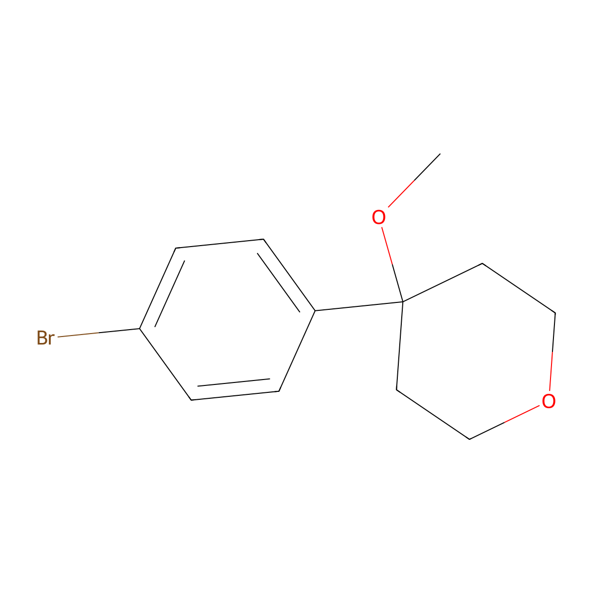 4-(4-Bromophenyl)-4-methoxyoxane molecular structure, CAS 165119-47-1