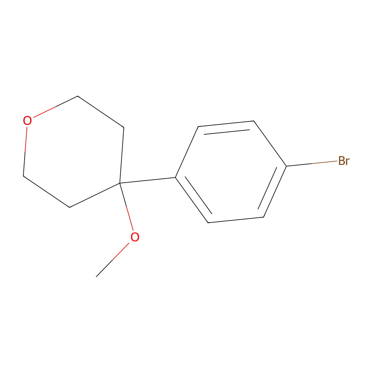 4-(4-Bromophenyl)-4-methoxyoxane molecular structure, CAS 165119-47-1