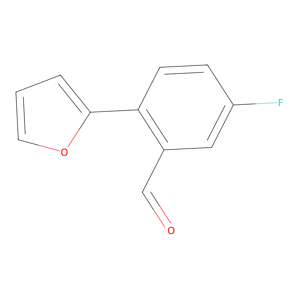 5-Fluoro-2-(furan-2-yl)benzaldehyde molecular structure, CAS 1651211-55-0
