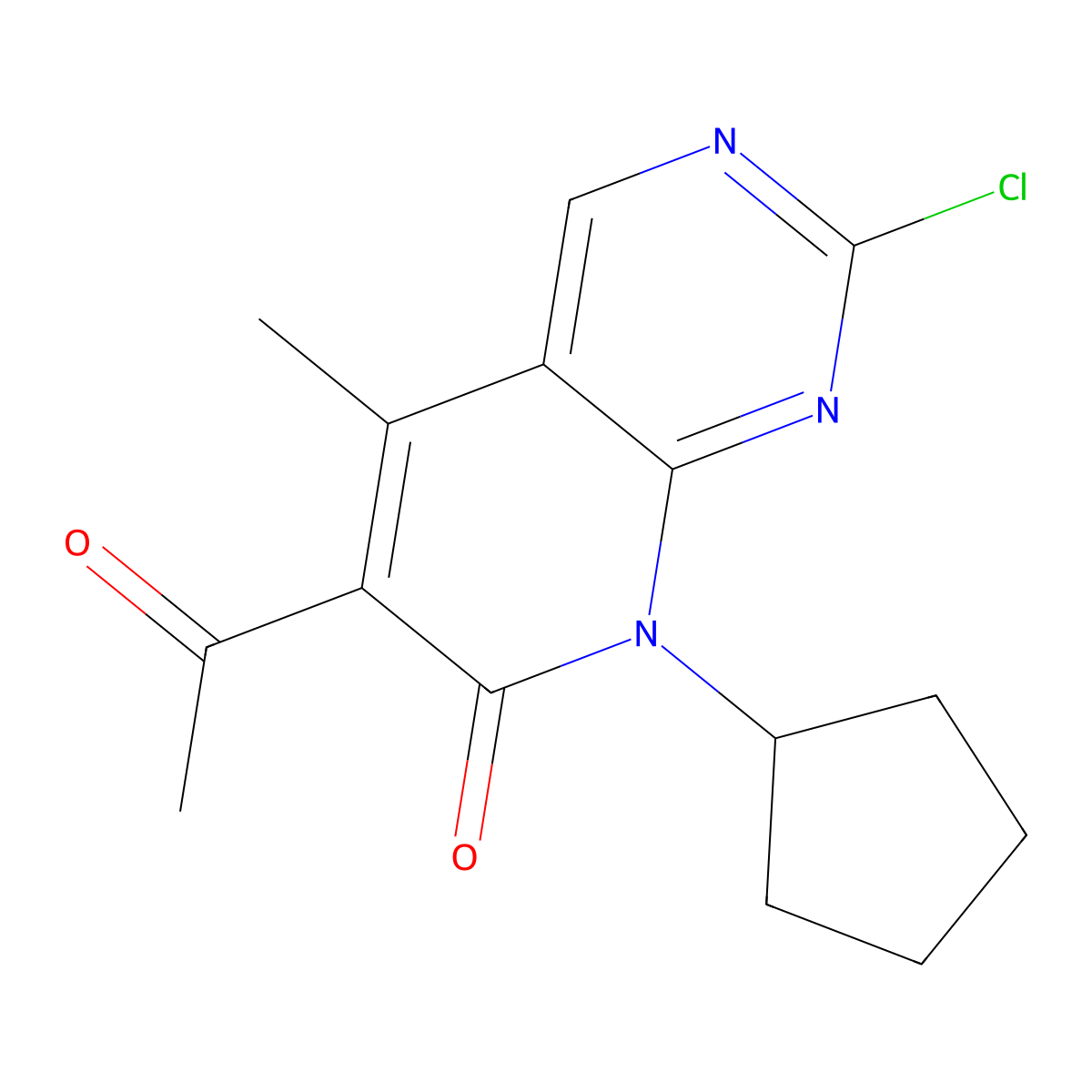 6-acetyl-2-chloro-8-cyclopentyl-5-methylpyrido[2,3-d]pyrimidin-7(8H)-one molecular structure, CAS 1651214-73-1