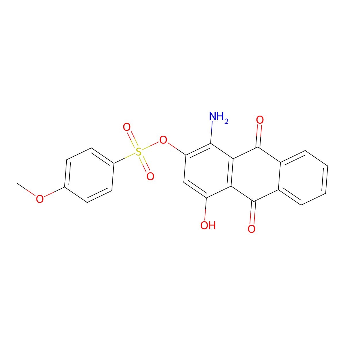 1-Amino-9,10-dihydro-4-hydroxy-9,10-dioxo-2-anthryl 4-methoxybenzenesulphonate molecular structure, CAS 16517-83-2