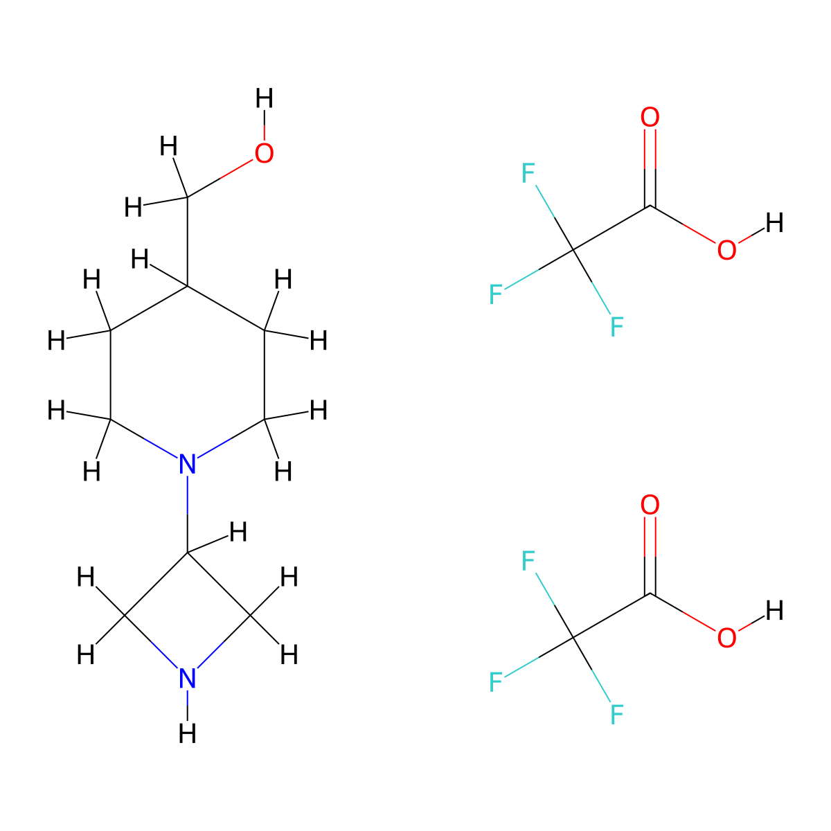[1-(Azetidin-3-yl)-4-piperidyl]methanol di trifluoro acetic acid salt molecular structure, CAS 1651840-82-2
