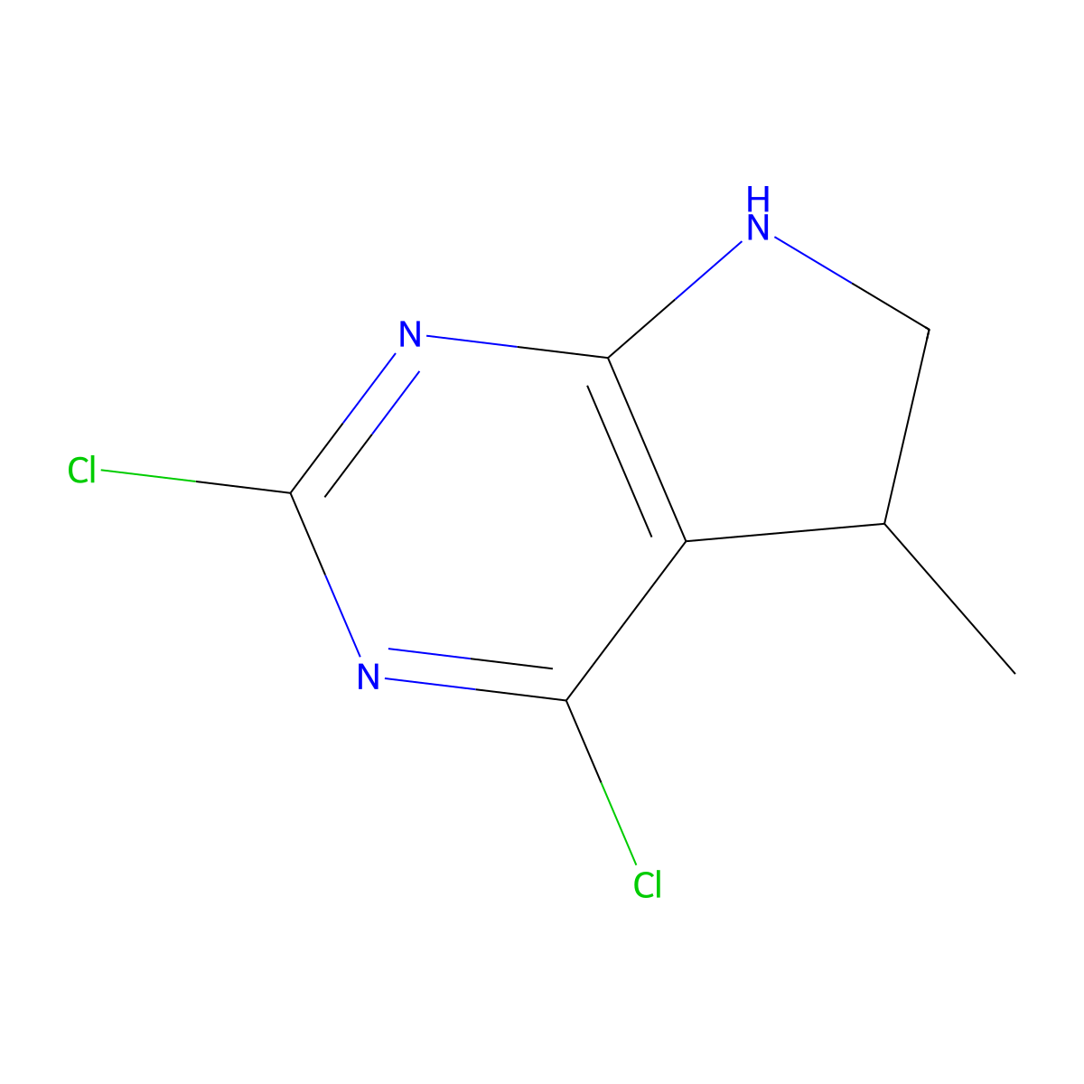 2,4-dichloro-5-methyl-6,7-dihydro-5H-pyrrolo[2,3-d]pyrimidine molecular structure, CAS 1651890-99-1