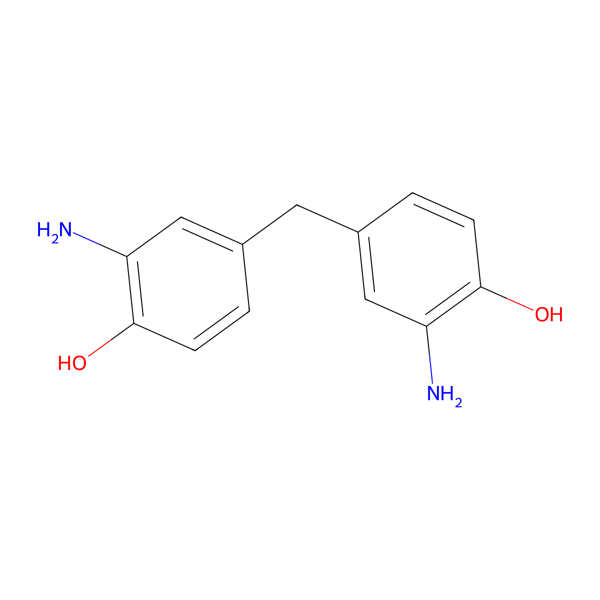 2-Amino-4-((3-amino-4-hydroxyphenyl)methyl)phenol molecular structure, CAS 16523-28-7
