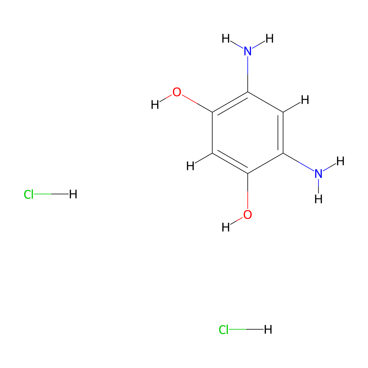 4,6-Diaminoresorcinol Dihydrochloride molecular structure, CAS 16523-31-2