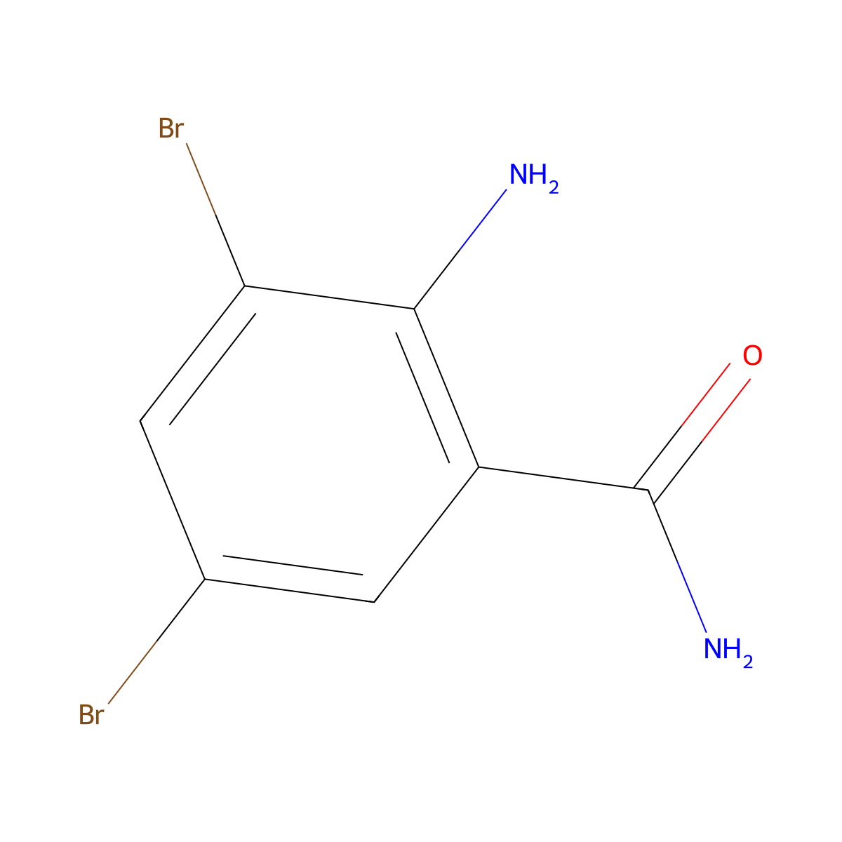 2-Amino-3,5-dibromobenzamide molecular structure, CAS 16524-04-2