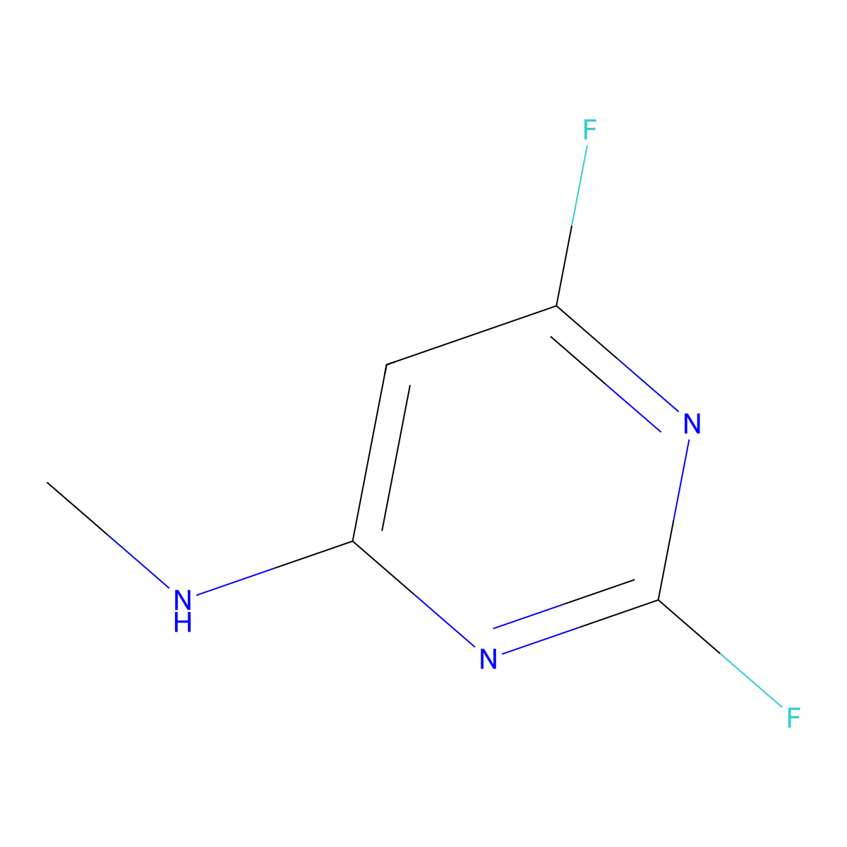 2,6-difluoro-N-methylpyrimidin-4-amine molecular structure, CAS 165258-58-2