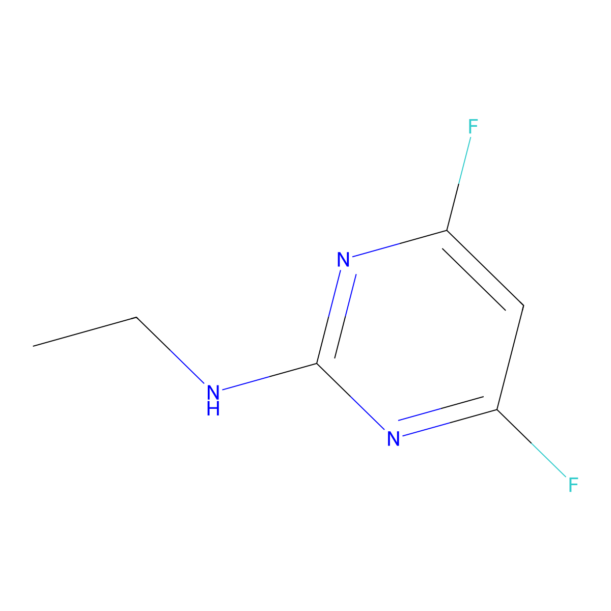N-ethyl-4,6-difluoropyrimidin-2-amine molecular structure, CAS 165258-59-3