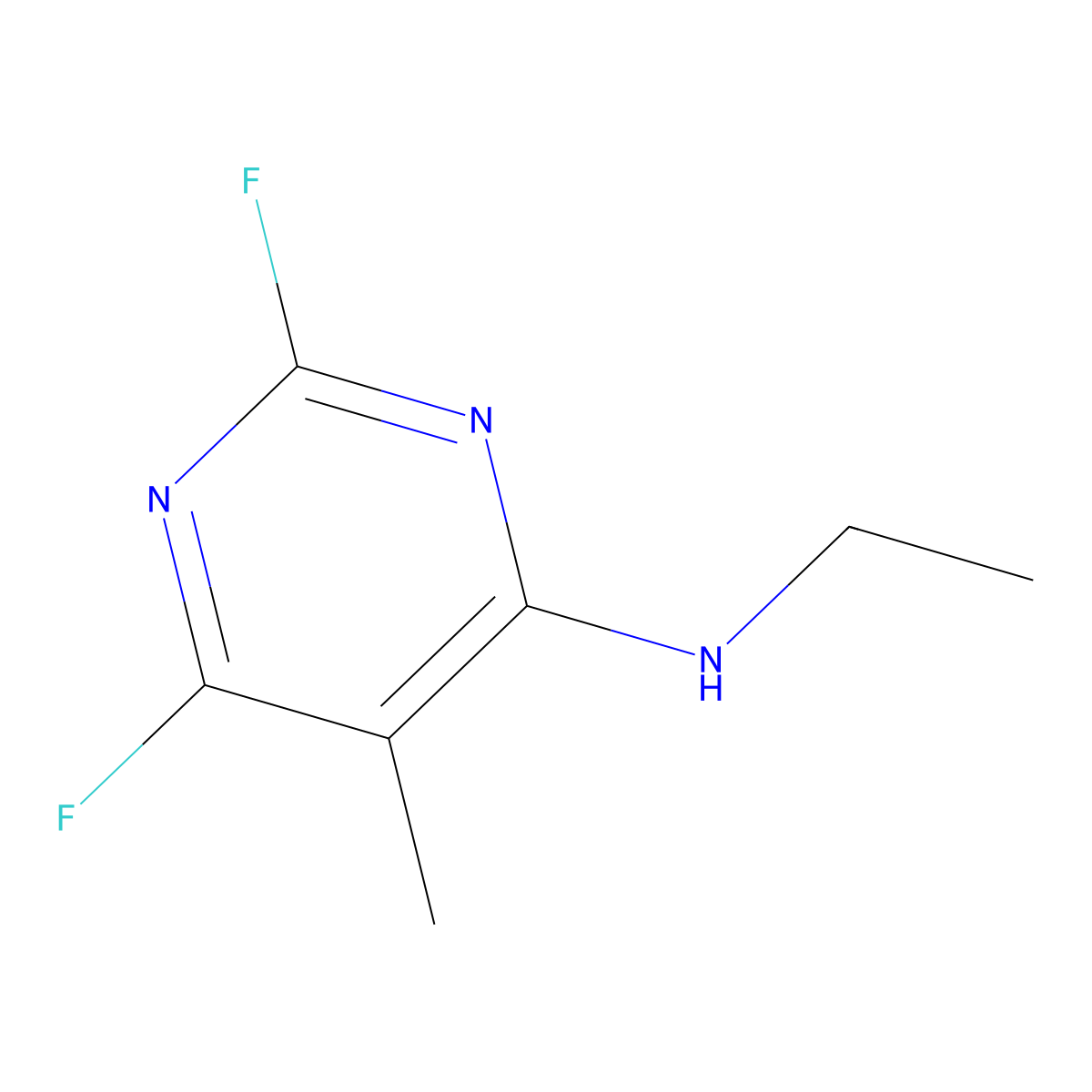 N-ethyl-2,6-difluoro-5-methylpyrimidin-4-amine molecular structure, CAS 165258-62-8