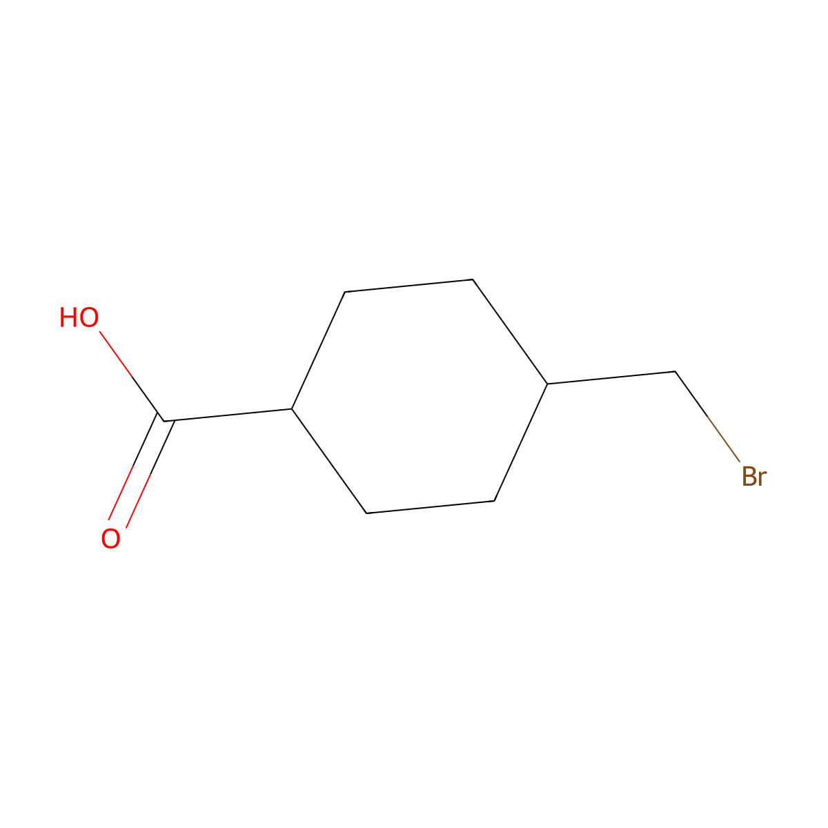 trans-4-(Bromomethyl)cyclohexanecarboxylic acid molecular structure, CAS 1652586-30-5
