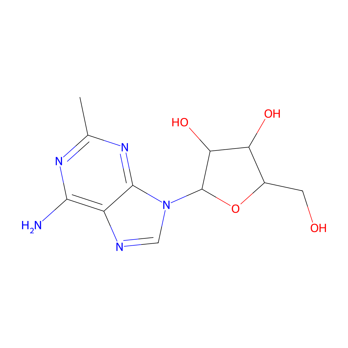 2-Methyladenosine molecular structure, CAS 16526-56-0