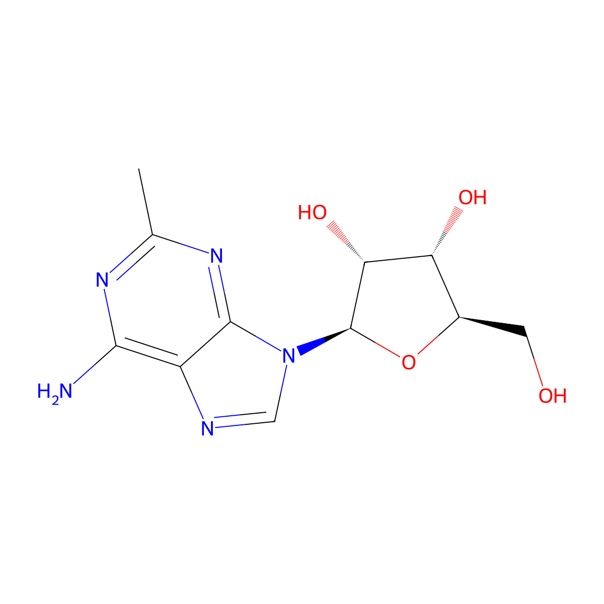 2-Methyladenosine molecular structure, CAS 16526-56-0