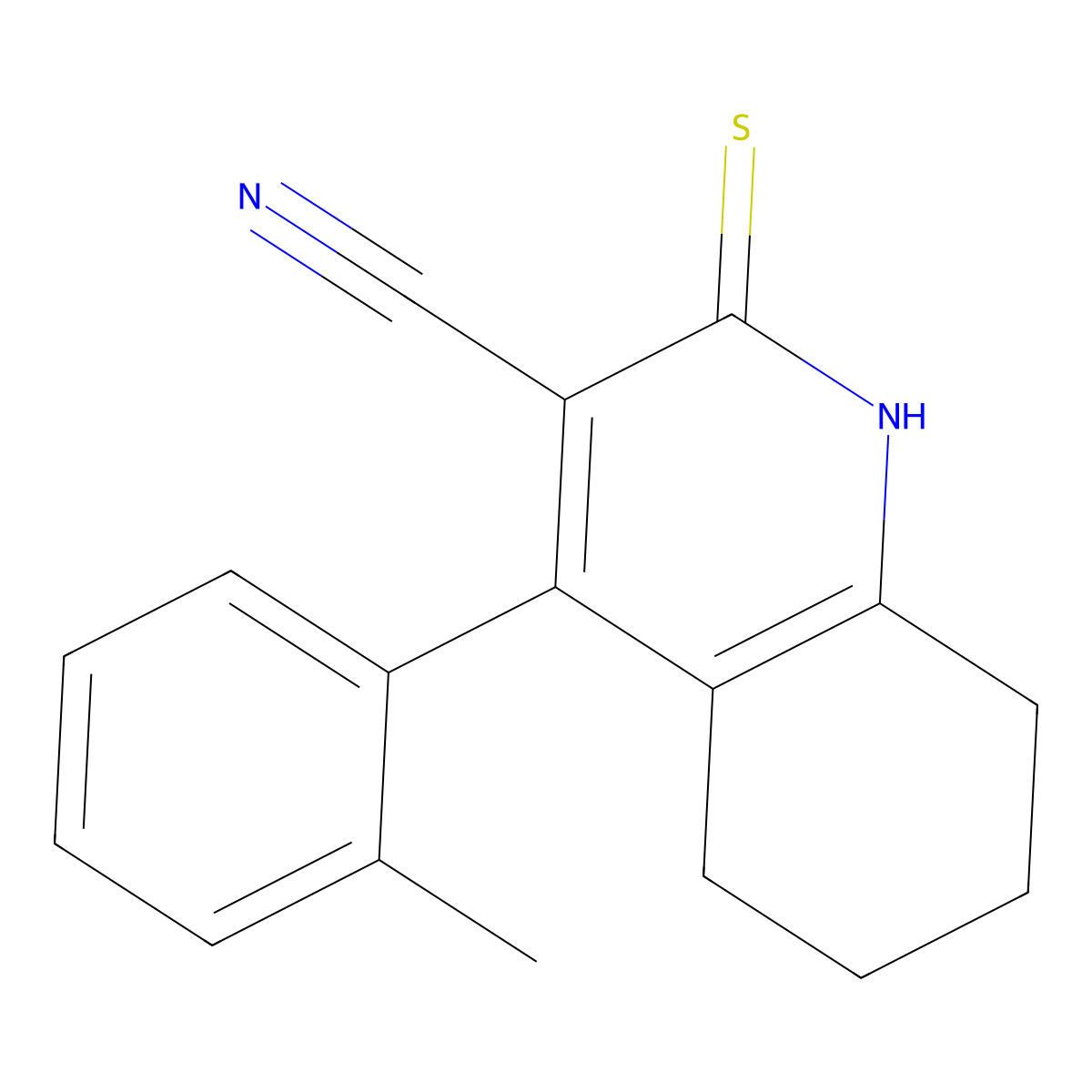 2-Thioxo-4-(o-tolyl)-1,2,5,6,7,8-hexahydroquinoline-3-carbonitrile molecular structure, CAS 165266-08-0