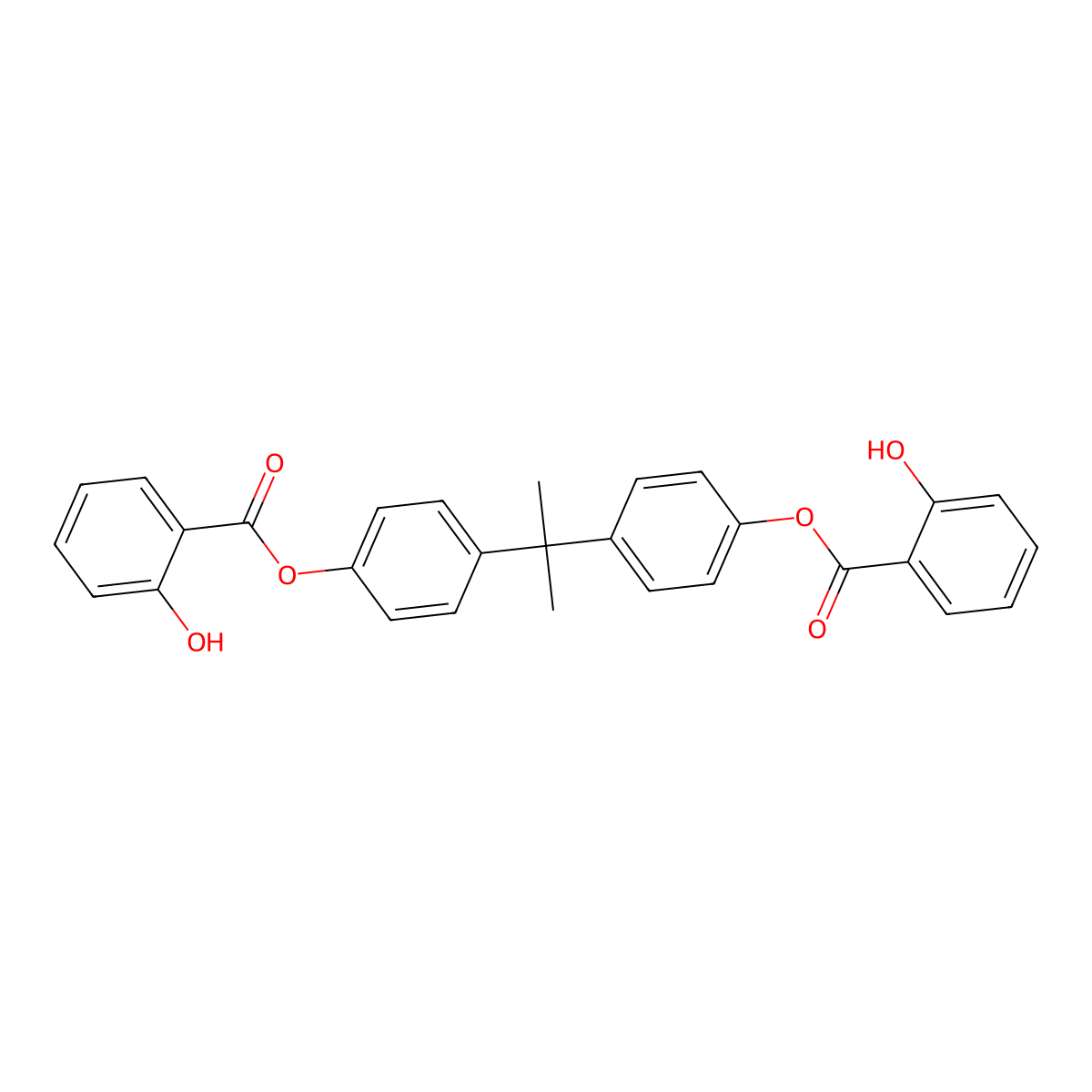 Propane-2,2-diylbis(4,1-phenylene) bis(2-hydroxybenzoate) molecular structure, CAS 16527-05-2