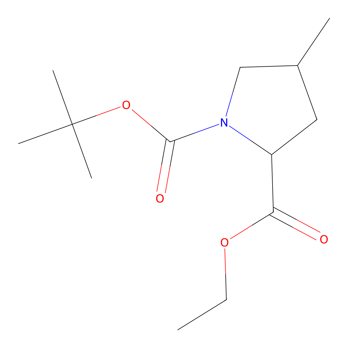 Ethyl (2R,4R)-1-boc-4-methylpyrrolidine-2-carboxylate molecular structure, CAS 165273-03-0
