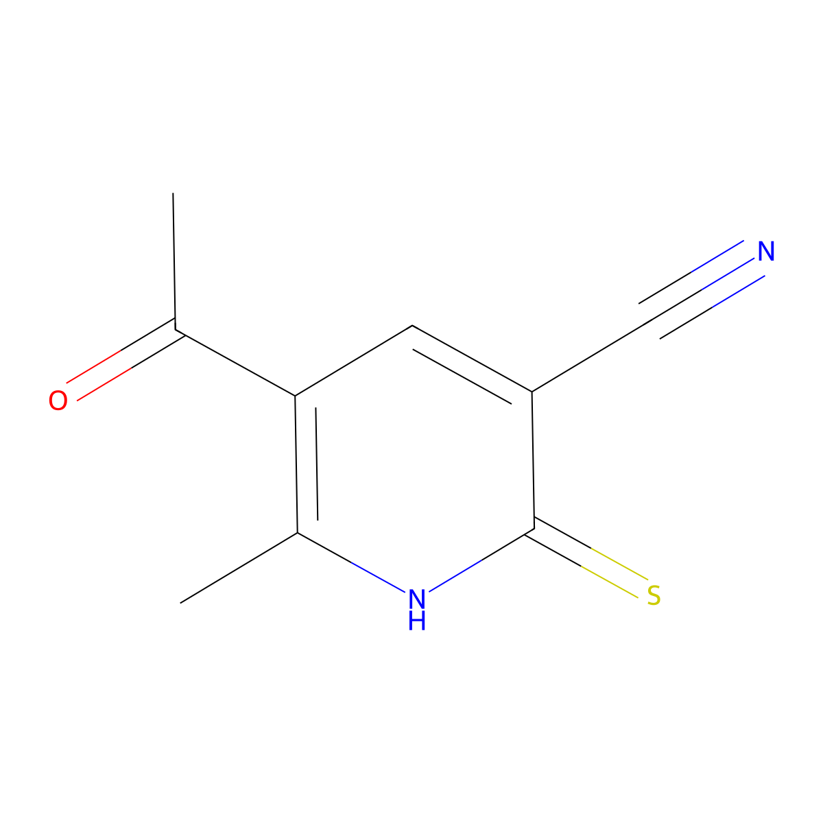 5-Acetyl-2-mercapto-6-methylnicotinonitrile molecular structure, CAS 165283-95-4