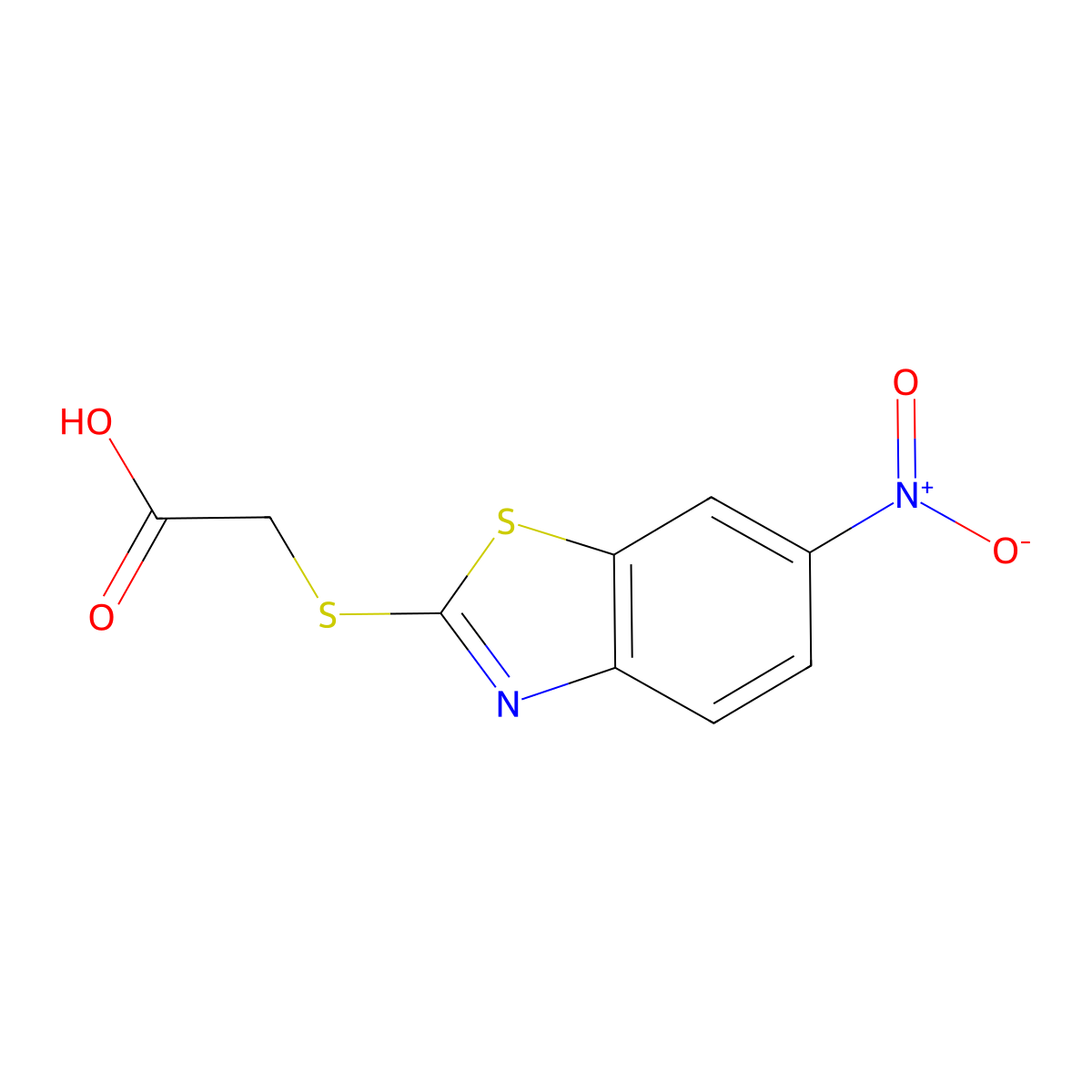 [(6-Nitro-1,3-benzothiazol-2-yl)thio]acetic acid molecular structure, CAS 1653-46-9