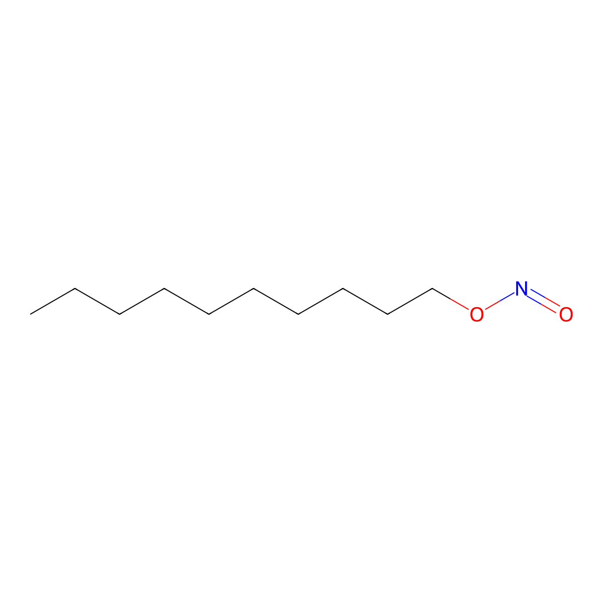Decyl nitrite molecular structure, CAS 1653-57-2