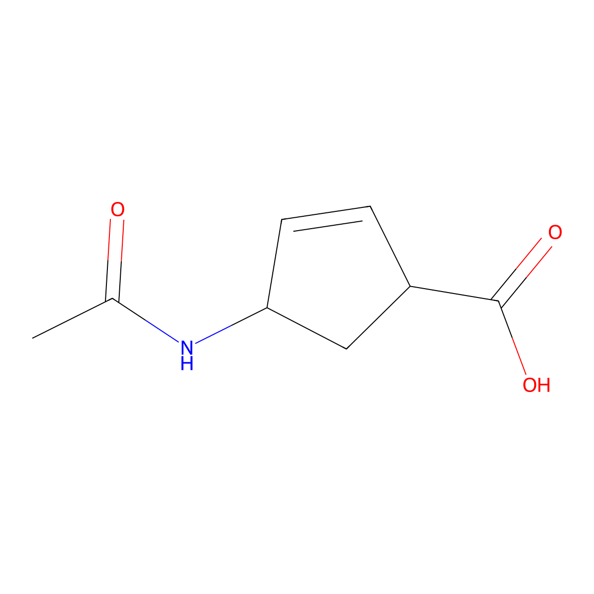 (1R,4S)-4-acetamidocyclopent-2-ene-1-carboxylic acid molecular structure, CAS 165304-86-9