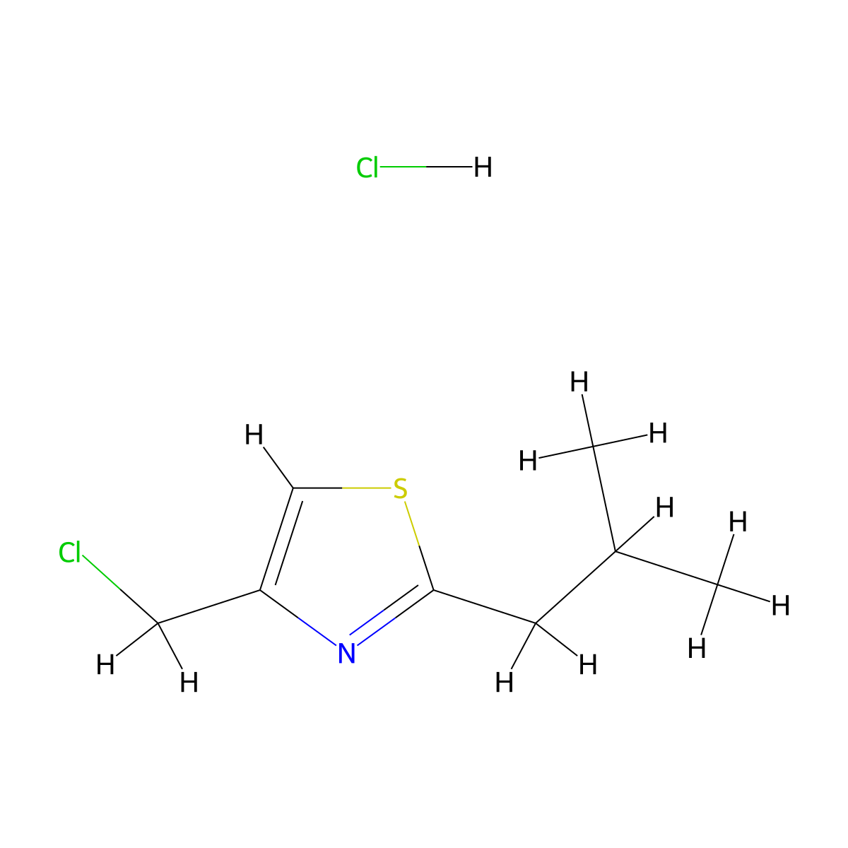4-(Chloromethyl)-2-(2-methylpropyl)-1,3-thiazole hydrochloride molecular structure, CAS 165316-21-2