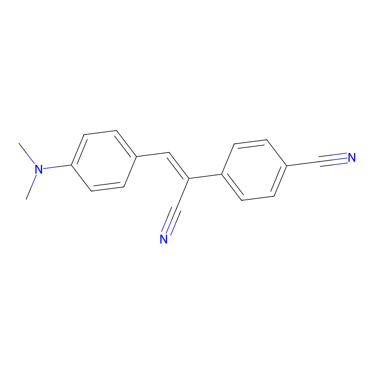 4-{1-Cyano-2-[4-(dimethylamino)phenyl]ethenyl}benzonitrile molecular structure, CAS 16532-81-3