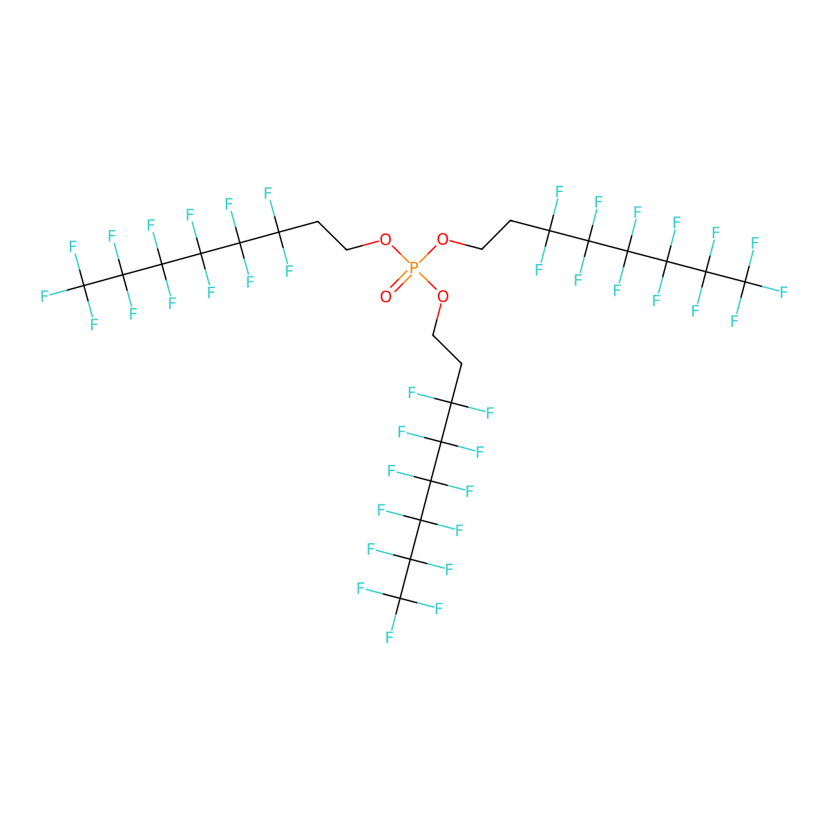 Tris(3,3,4,4,5,5,6,6,7,7,8,8,8-tridecafluorooctyl) phosphate molecular structure, CAS 165325-62-2