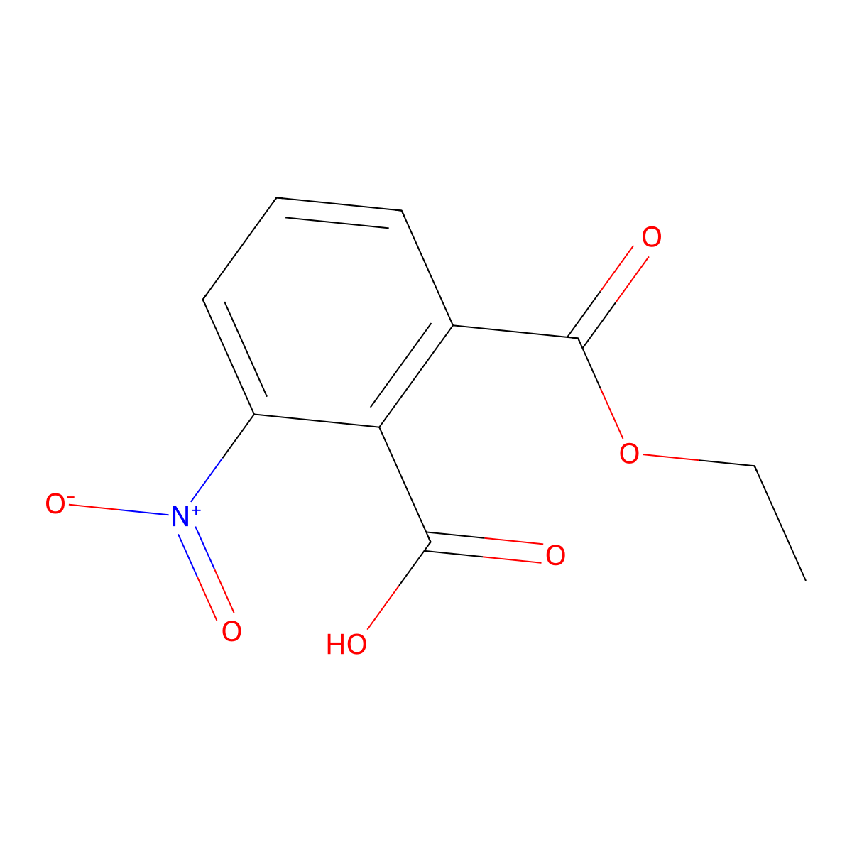 2-(Ethoxycarbonyl)-6-nitrobenzoic acid molecular structure, CAS 16533-45-2