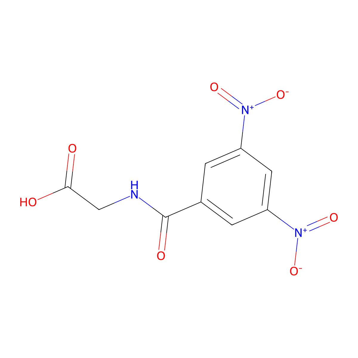 3,5-Dinitrobenzoylglycine molecular structure, CAS 16533-70-3